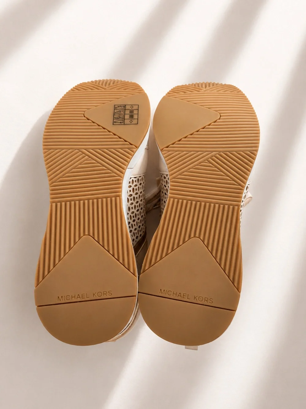 Michael Kors • Georgie Perforated Trainer - Blush Beige, Gold, White -Size 8-1/2